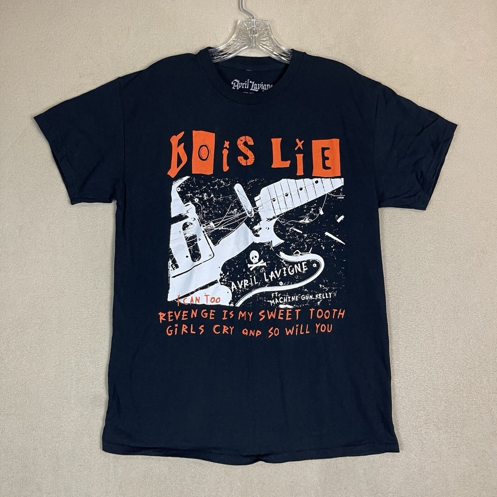 Avril Lavigne T-Shirt Mens M Boys Lie MGK Black Graphic Short Sleeve EUC